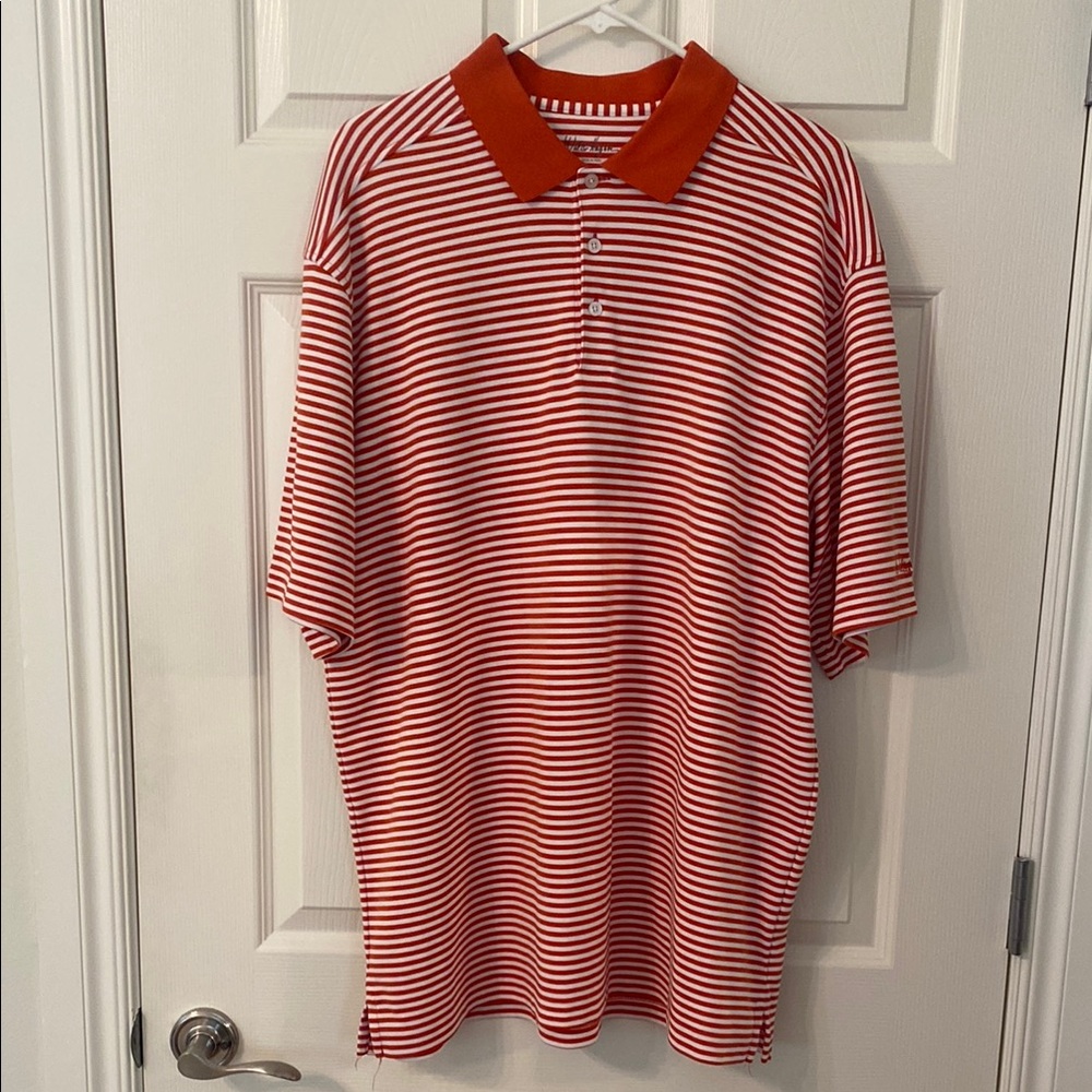 Walter Hagen Orange and White Striped Polo